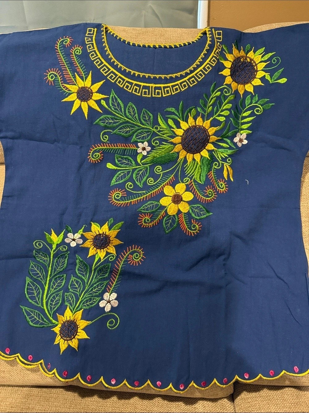 Embroidered Floral Tunic in Blue